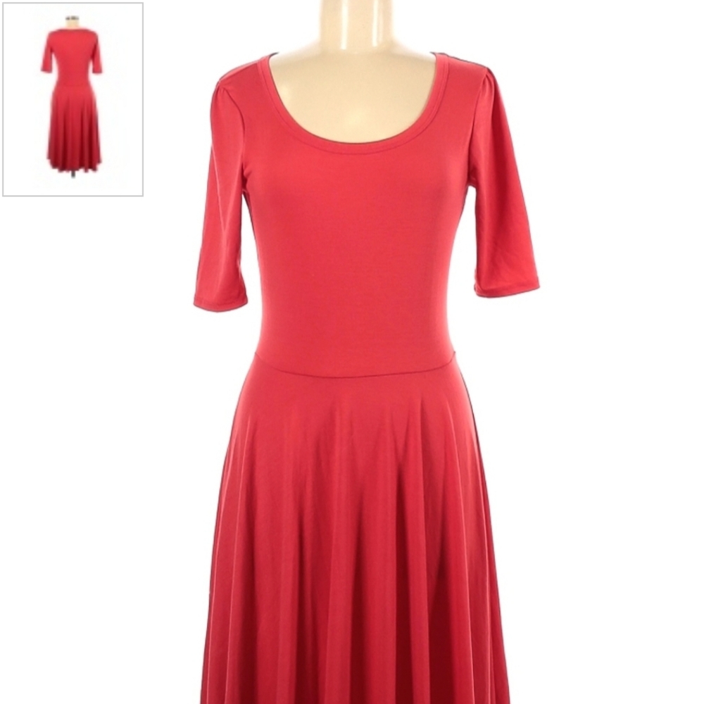 LuLaRoe Nicole xs Red Midi Dress